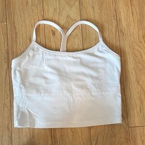Beyond Yoga White Racerback Crop Tank with built-in bra, M
